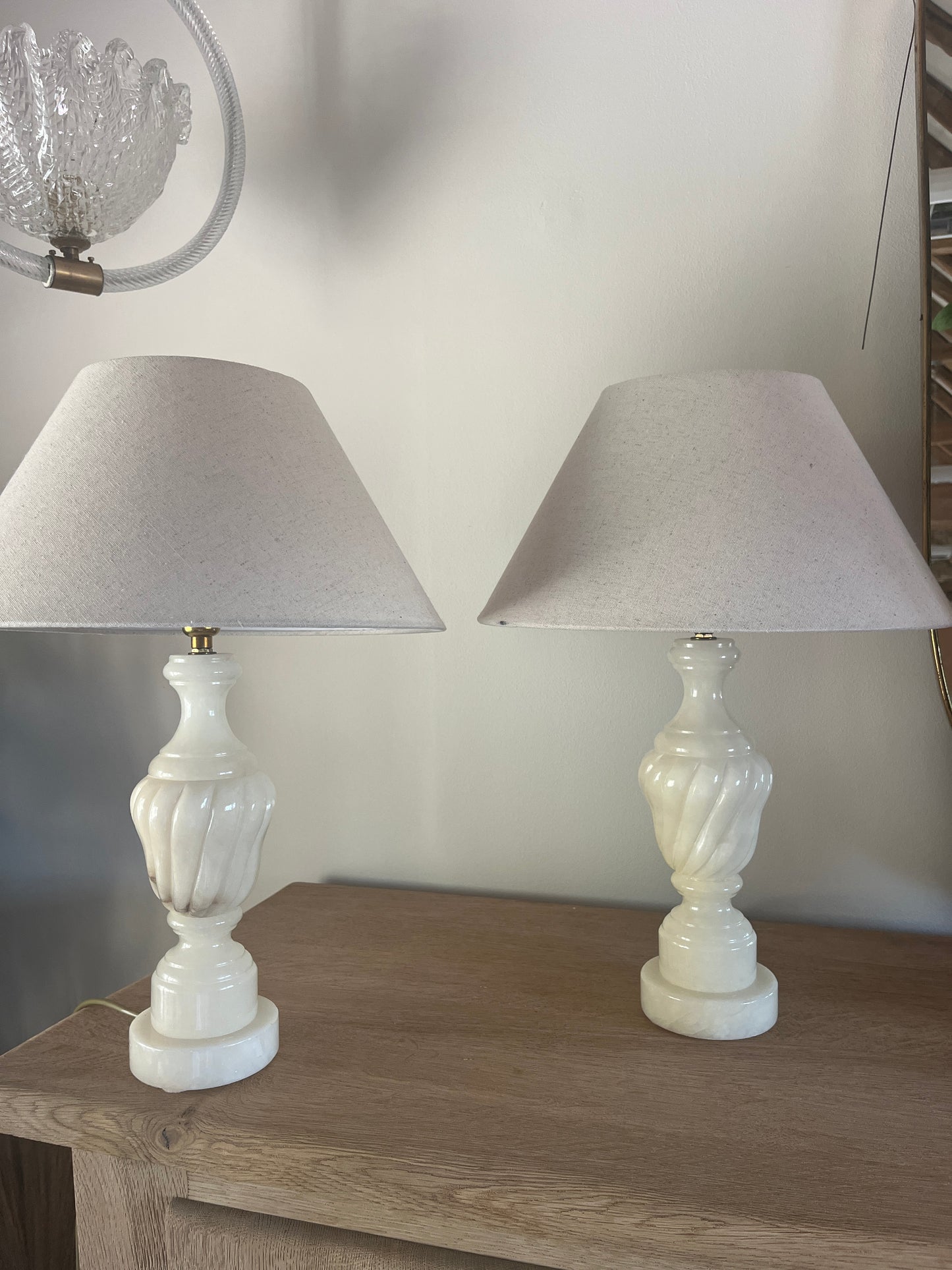 Pair of Vintage Alabaster Lamps