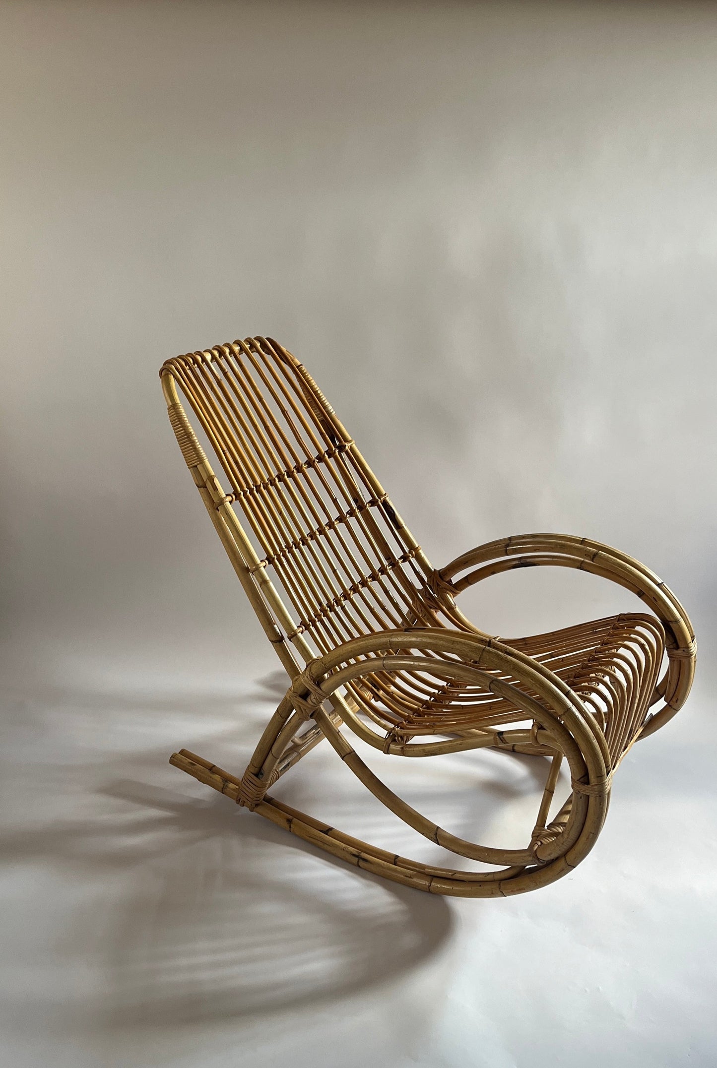 Vintage Italian Bamboo Rocking Chair