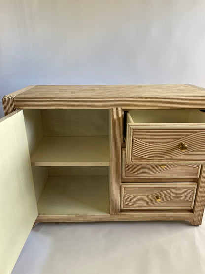 Compact French Pencil Reed Sideboard/Cabinet