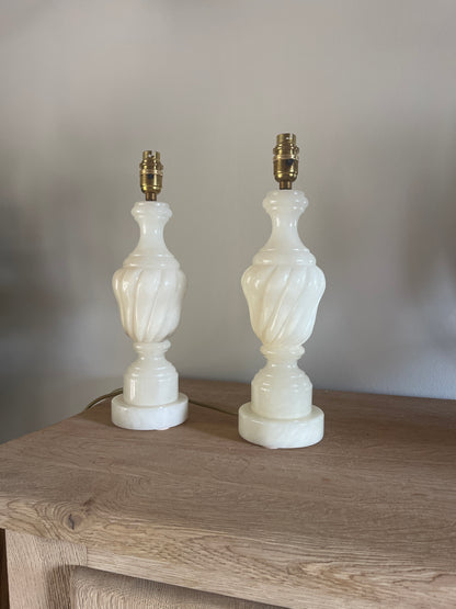 Pair of Vintage Alabaster Lamps