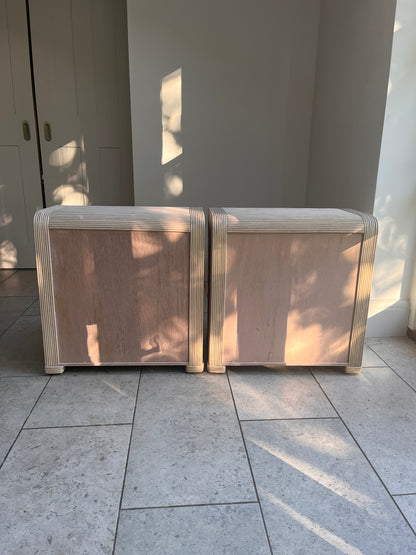 Pair of Vintage French Pencil Reed Bedside Cabinets