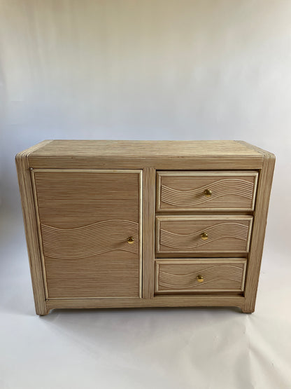 Compact French Pencil Reed Sideboard/Cabinet