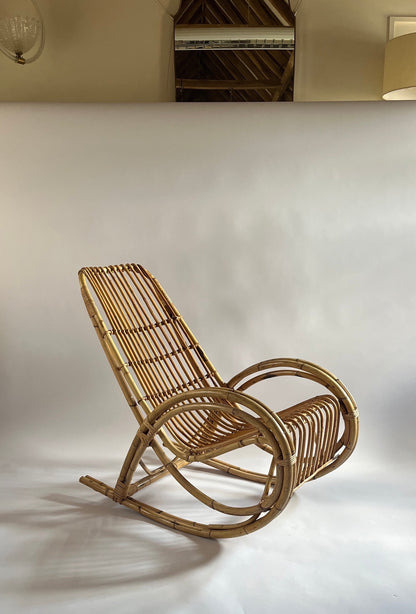 Vintage Italian Bamboo Rocking Chair