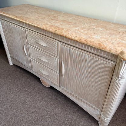 Pencil Reed Sideboard with Marbled Detail. French c.1980