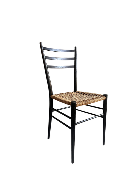 Ebonised Wood and Rope ‘Ponti’ Chair