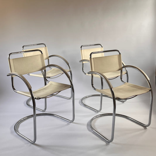 Mid-century Italian Chrome and Leather Chairs