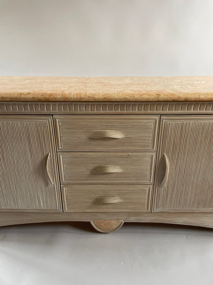 Pencil Reed Sideboard with Marbled Detail. French c.1980