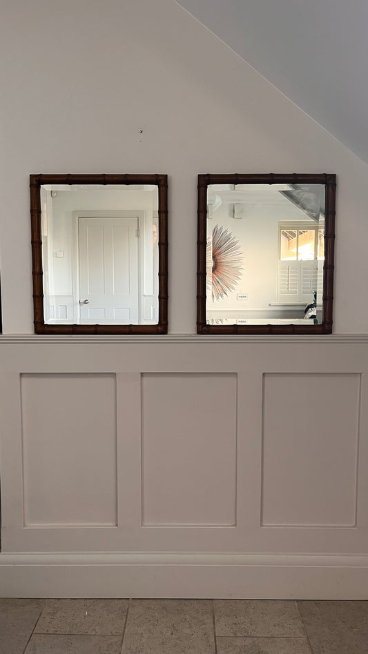 Pair Antique Faux Bamboo Mirrors