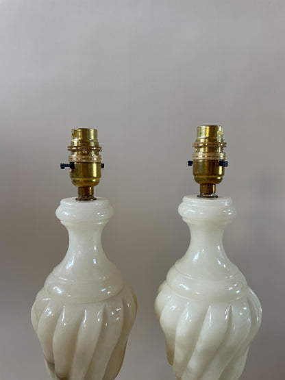 Pair of Vintage Alabaster Lamps