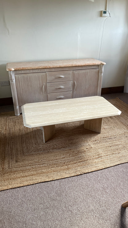 Sculptural French Travertine Low Table