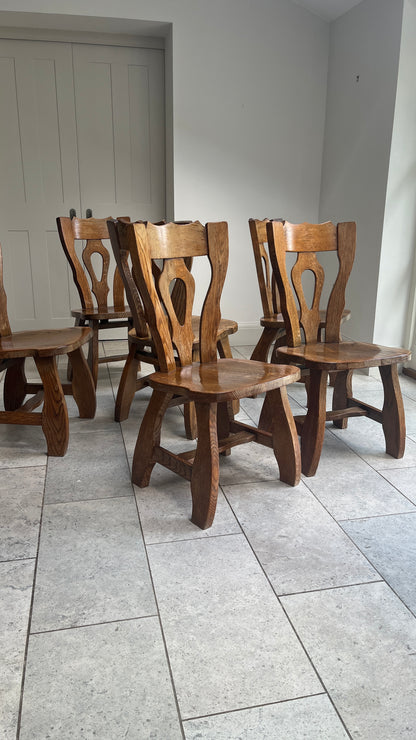 Vintage Carved Dutch Oak Chairs (2 x Remaining)