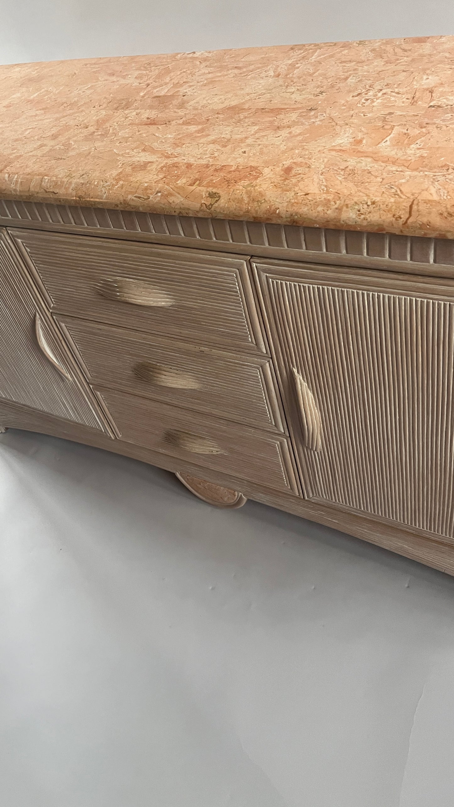 Pencil Reed Sideboard with Marbled Detail. French c.1980