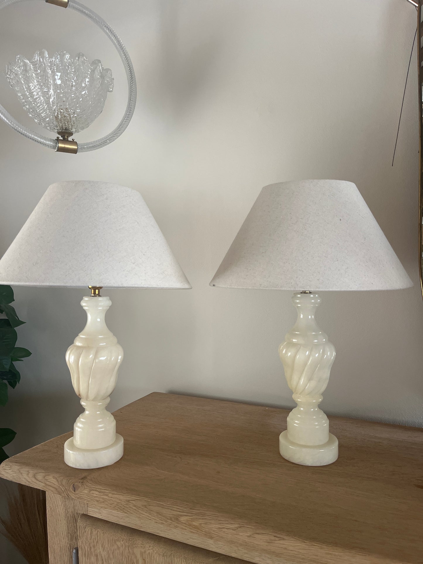 Pair of Vintage Alabaster Lamps