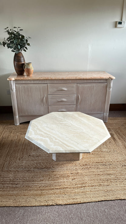 French Hexagonal Travertine Coffee table.