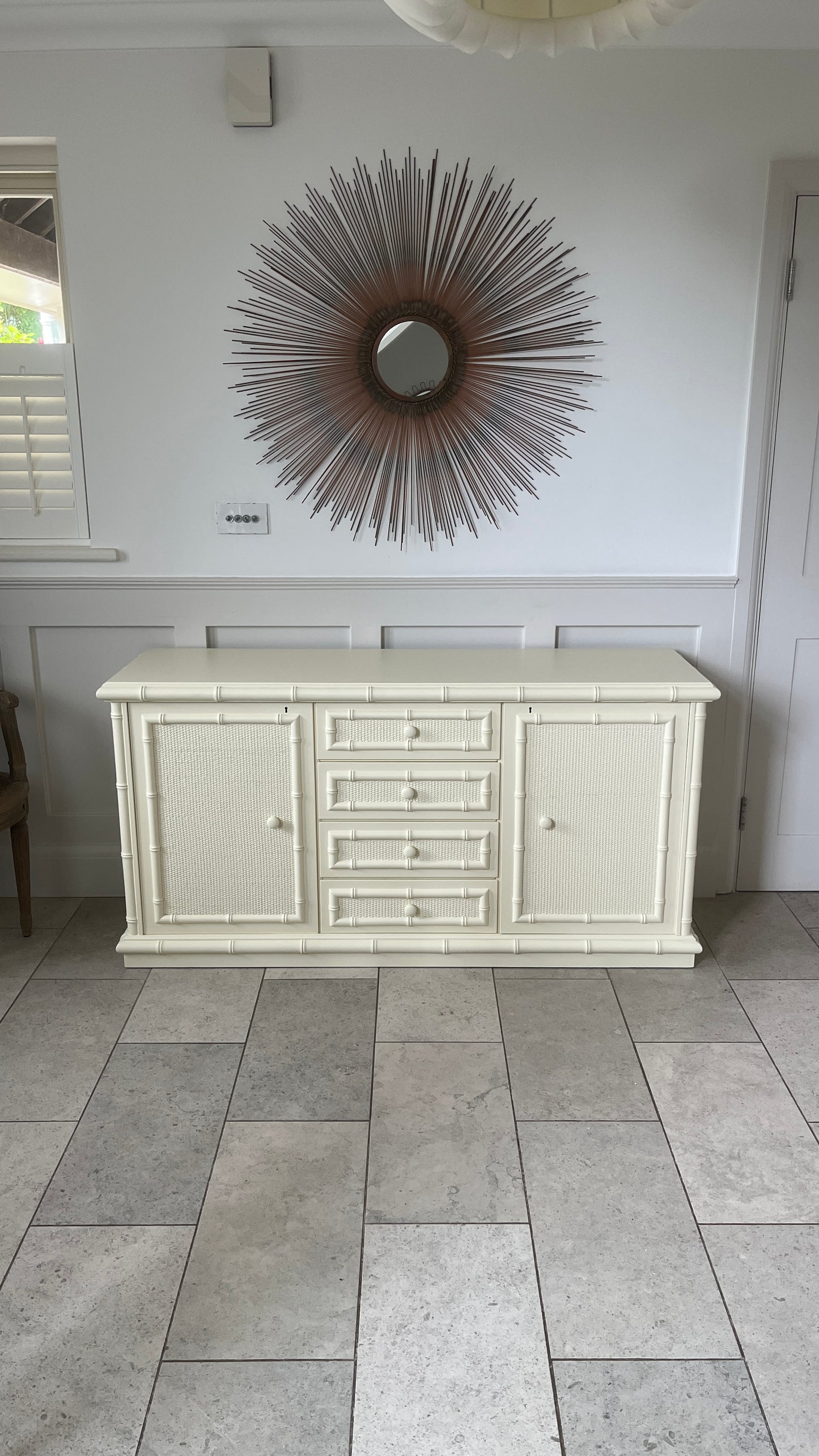 Vintage Italian Faux Bamboo and Rattan Sideboard