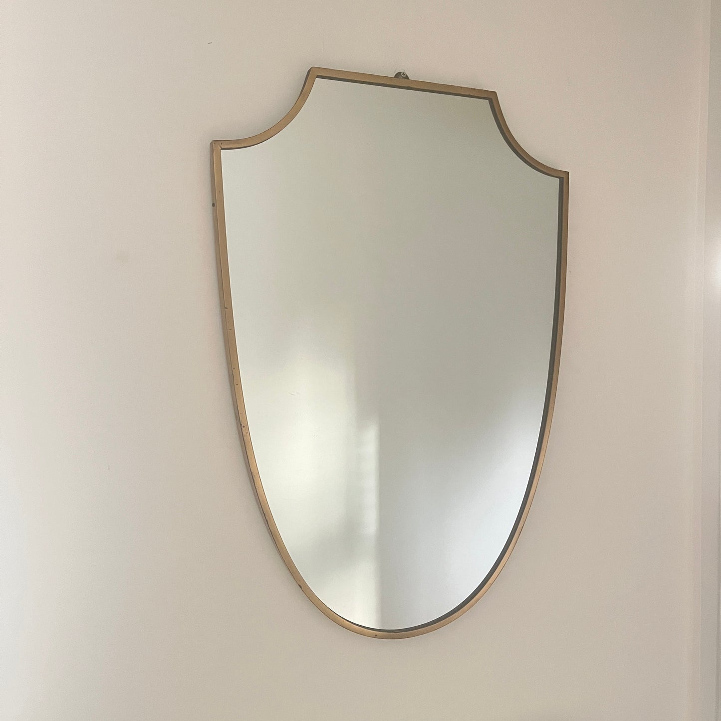 Mid-Century Italian Brass Shield Mirror