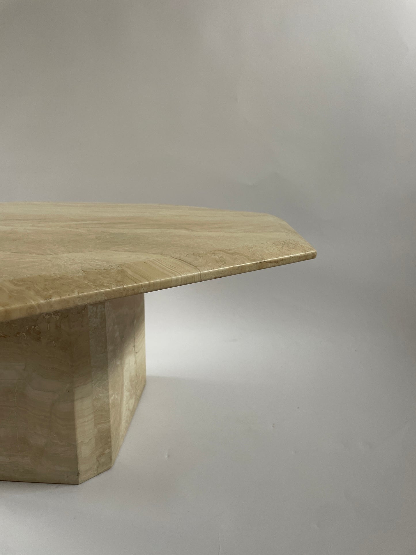 French Hexagonal Travertine Coffee table.