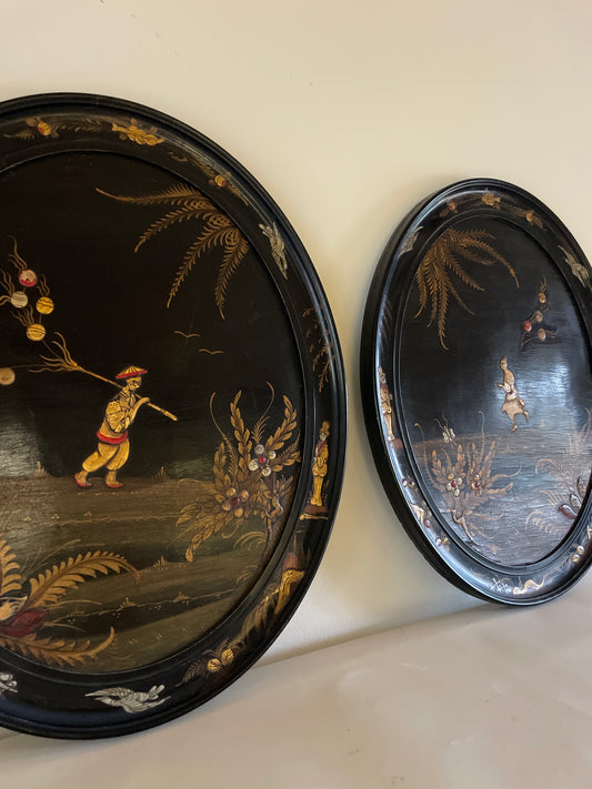 Pair of Chinoiserie Lacquered Panels