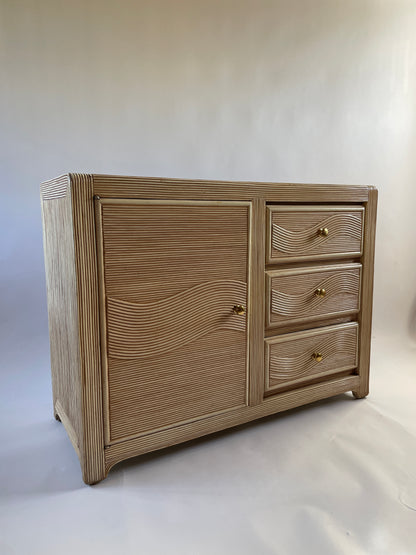 Compact French Pencil Reed Sideboard/Cabinet