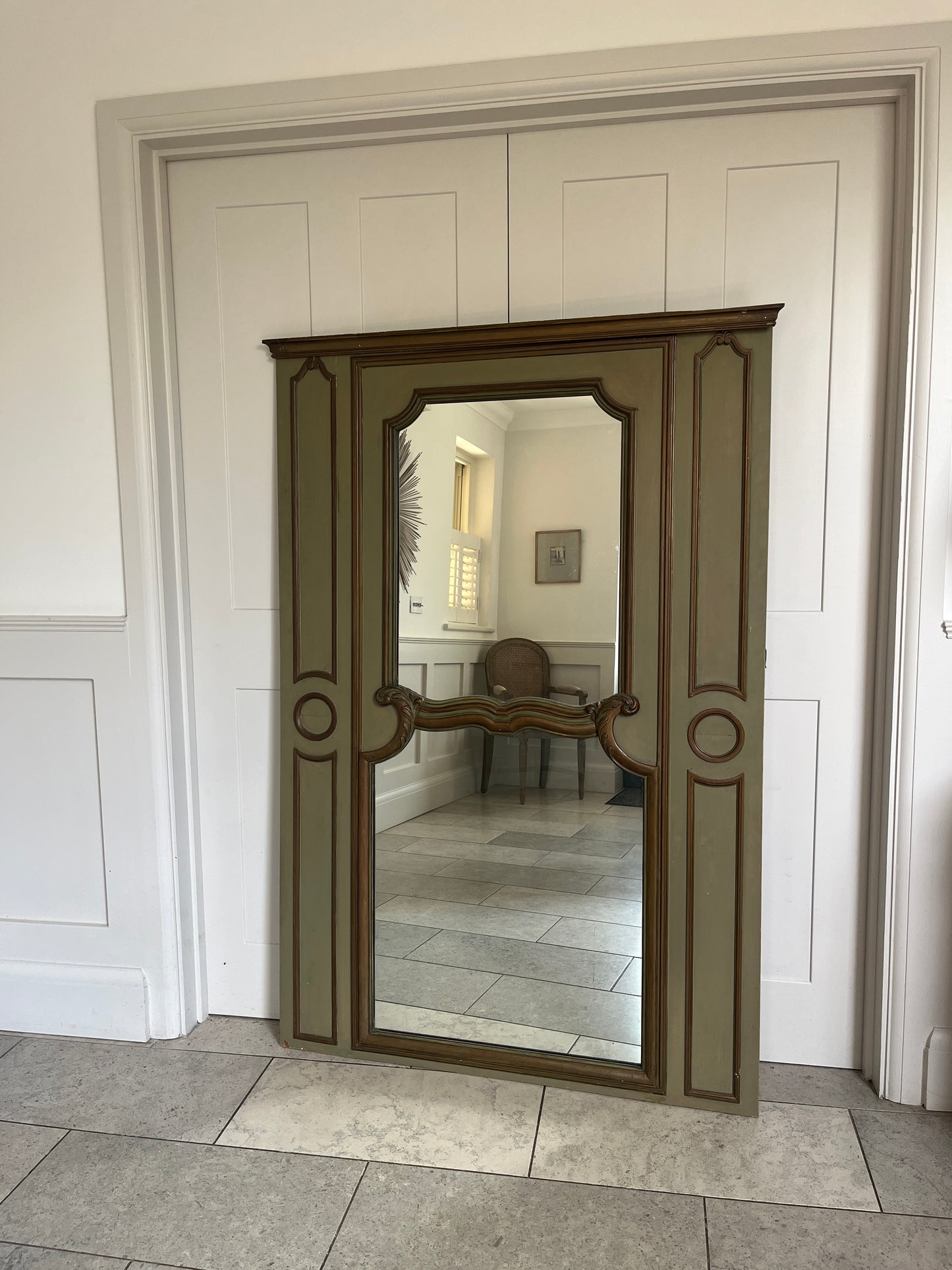 Large Antique French Trumeau Mirror