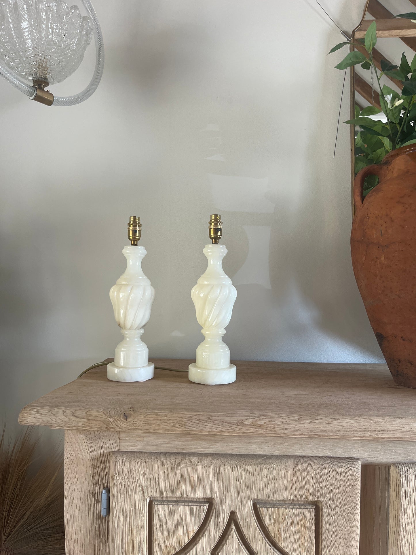 Pair of Vintage Alabaster Lamps