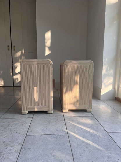 Pair of Vintage French Pencil Reed Bedside Cabinets