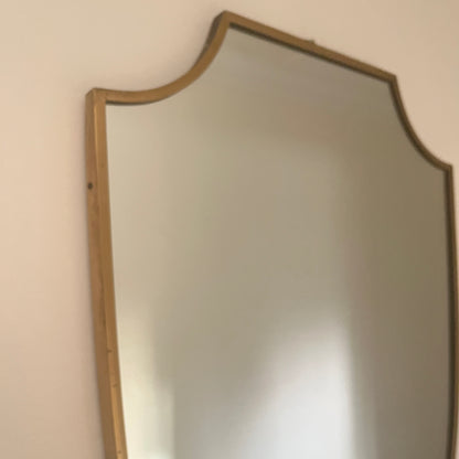 Mid-Century Italian Brass Shield Mirror