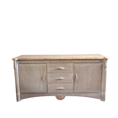 Pencil Reed Sideboard with Marbled Detail. French c.1980