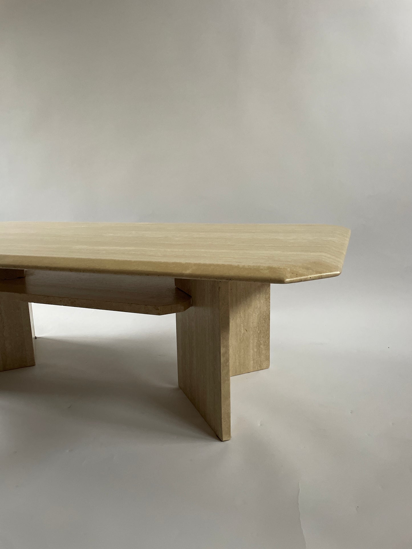 Sculptural French Travertine Low Table