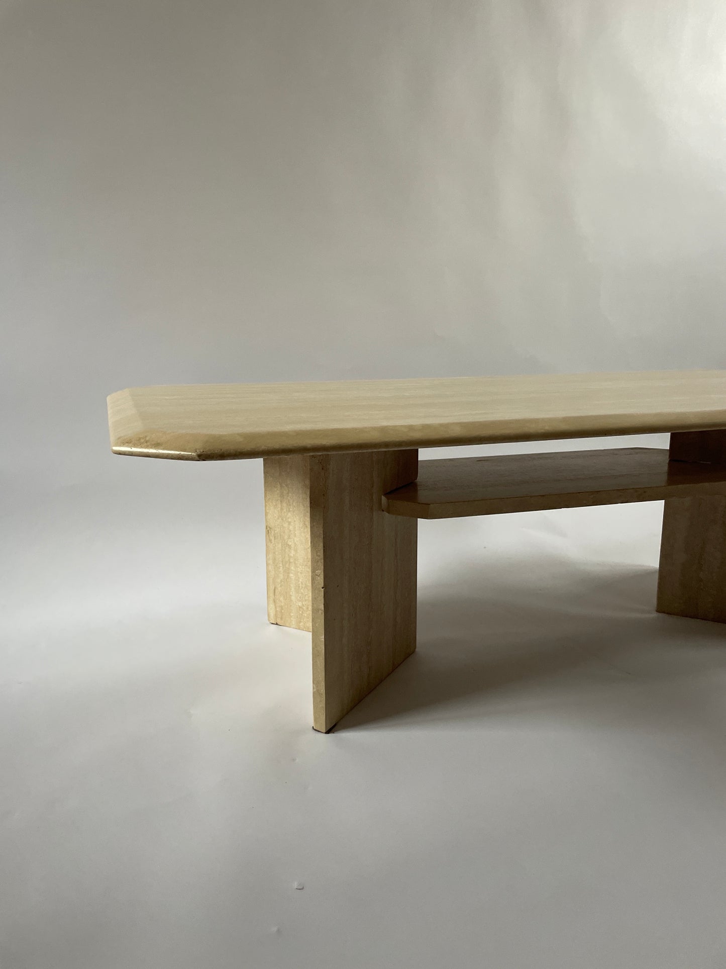 Sculptural French Travertine Low Table