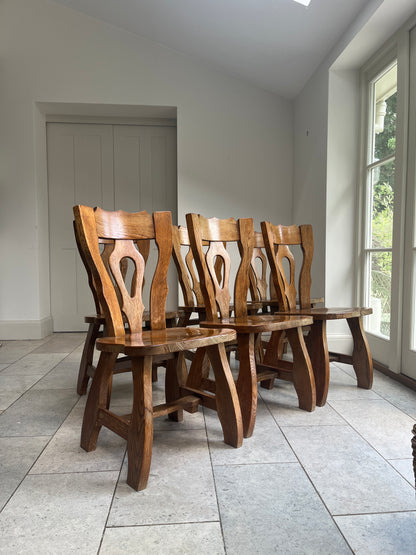 Vintage Carved Dutch Oak Chairs (2 x Remaining)