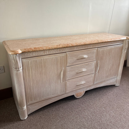 Pencil Reed Sideboard with Marbled Detail. French c.1980