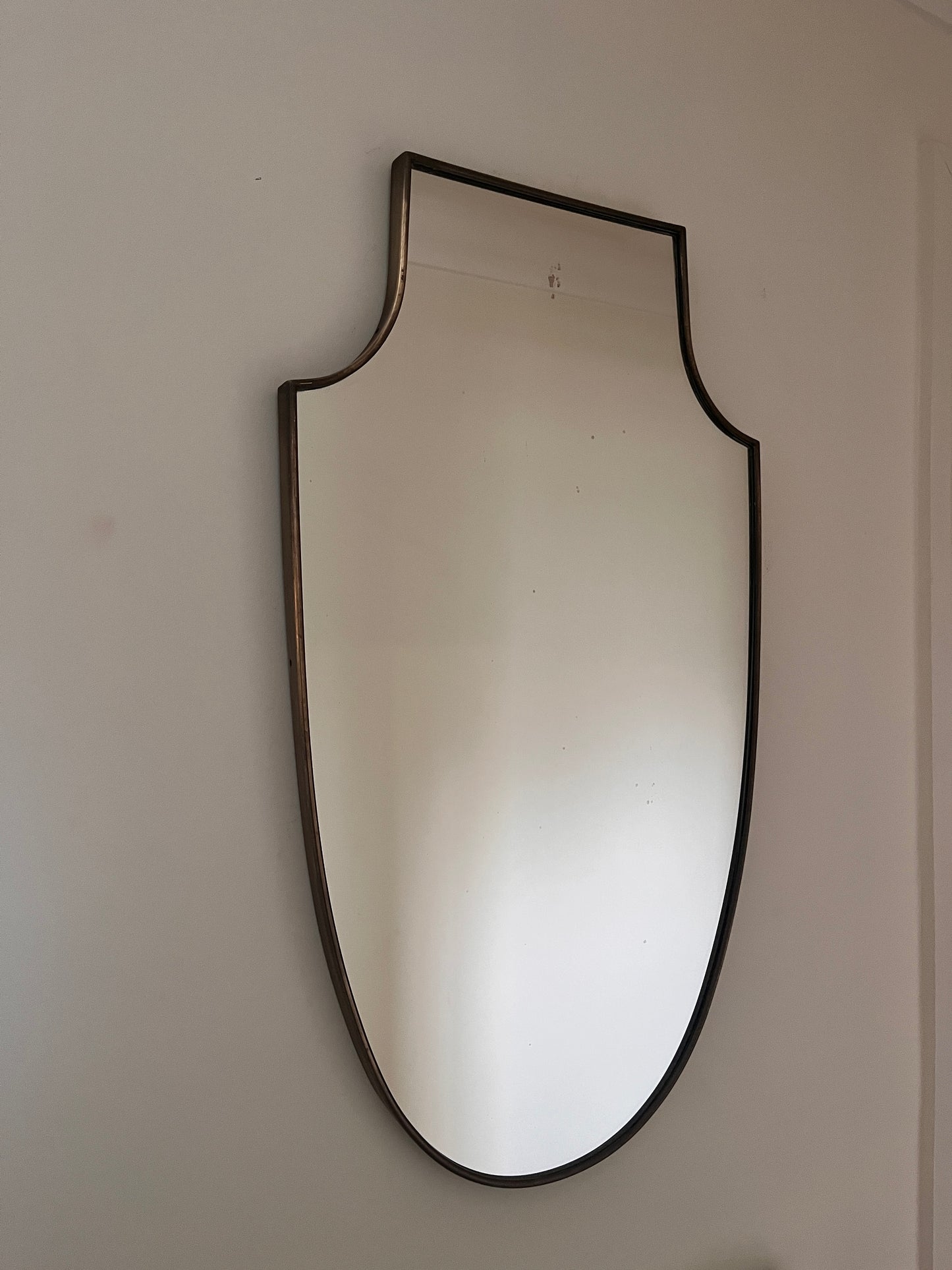 Large Midcentury Italian Brass Mirror