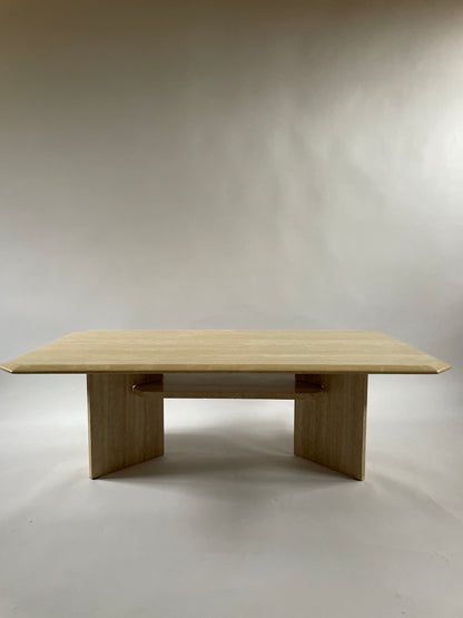 Sculptural French Travertine Low Table