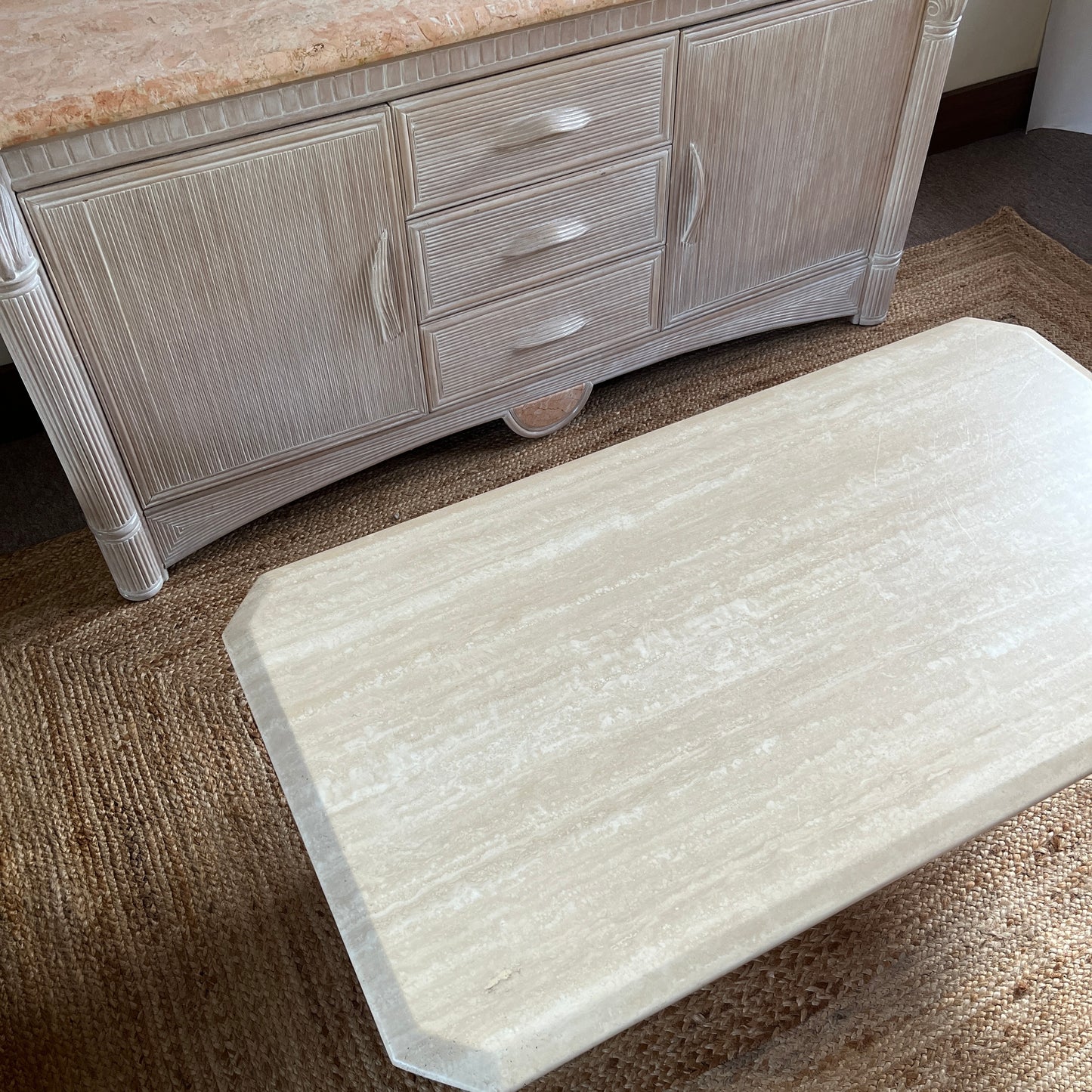 Sculptural French Travertine Low Table