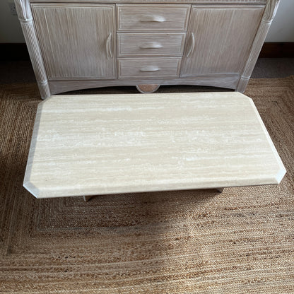 Sculptural French Travertine Low Table