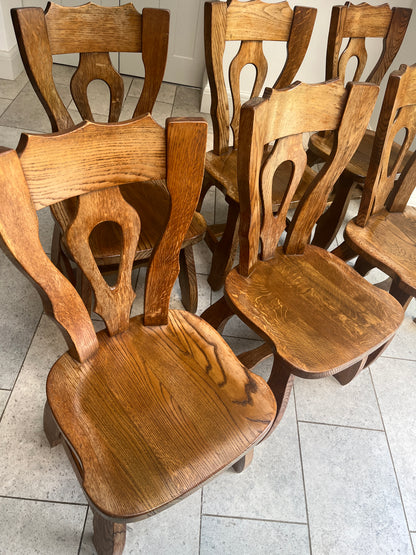 Vintage Carved Dutch Oak Chairs (2 x Remaining)