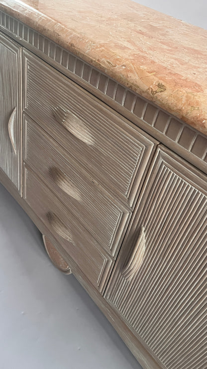 Pencil Reed Sideboard with Marbled Detail. French c.1980