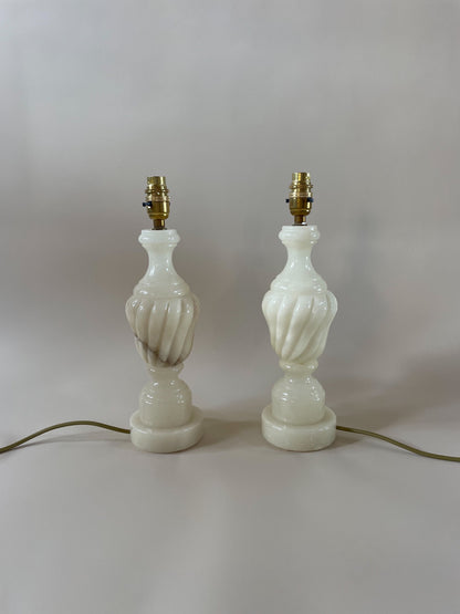 Pair of Vintage Alabaster Lamps