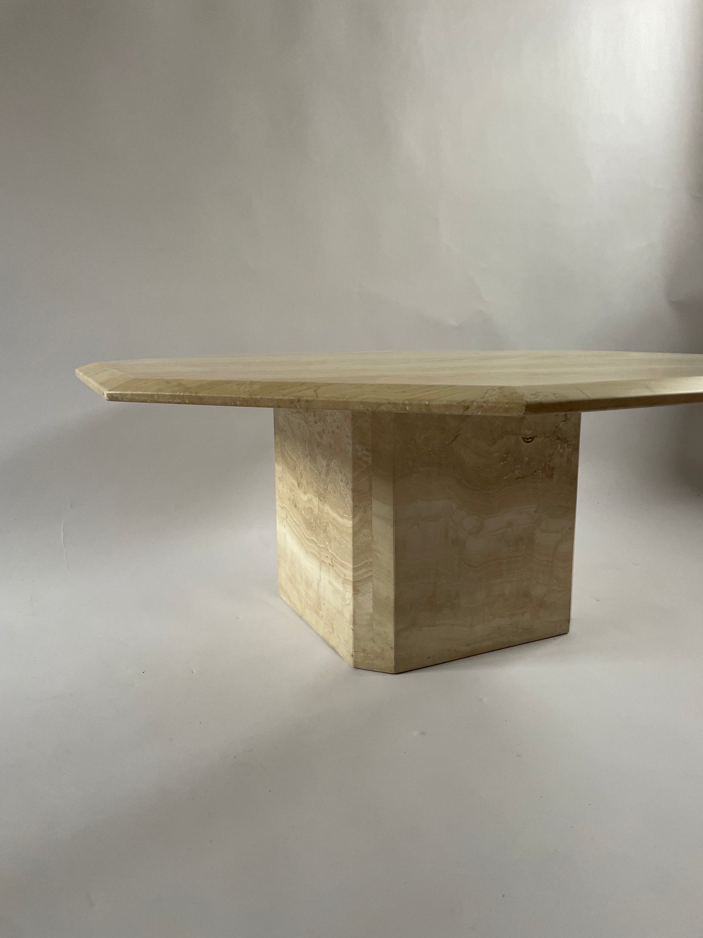 French Hexagonal Travertine Coffee table.