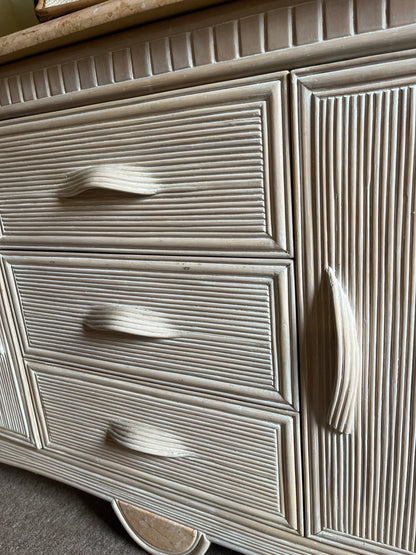 Pencil Reed Sideboard with Marbled Detail. French c.1980