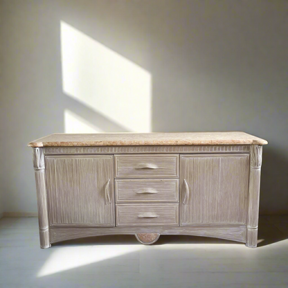 Pencil Reed Sideboard with Marbled Detail. French c.1980