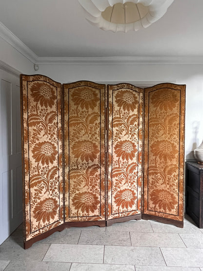 Large Silk Damask Folding Screen. Paris C.1930