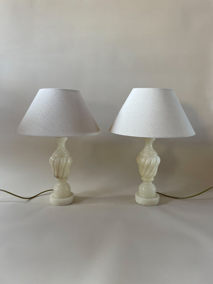 Pair of Vintage Alabaster Lamps