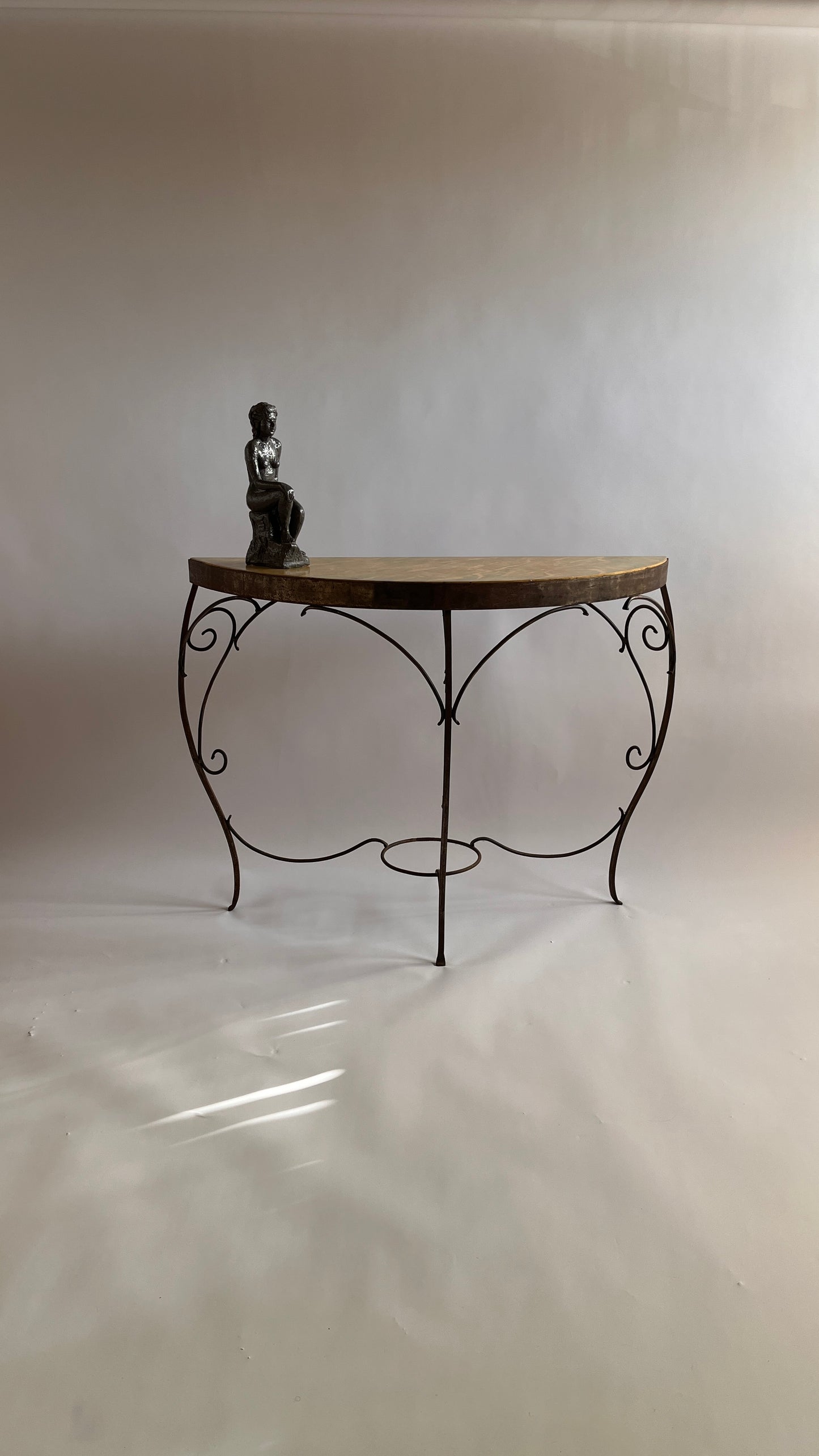 Vintage Faux Onyx Console Table