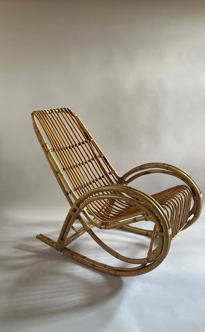 Vintage Italian Bamboo Rocking Chair